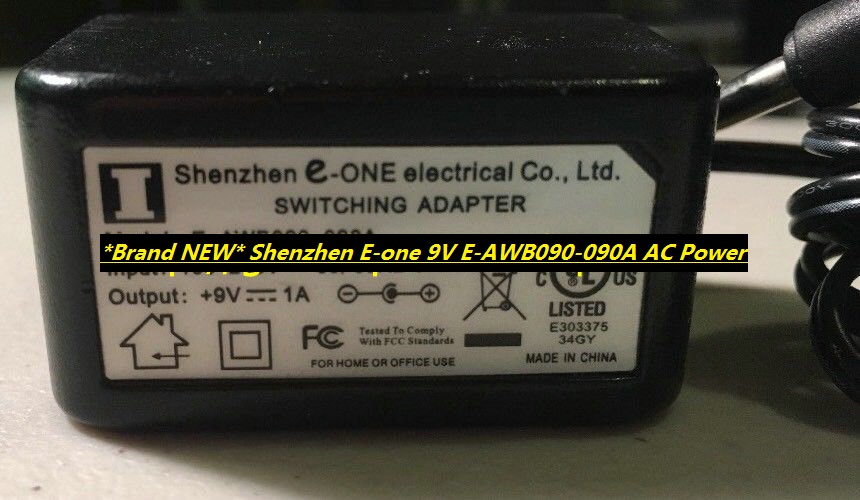 *Brand NEW* Shenzhen E-one 9V E-AWB090-090A AC Power Adapter